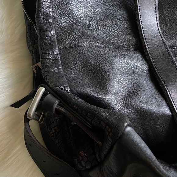 John Varvatos Croc-embossed Leather Mens Backpack In Black - Picture 10 of 10